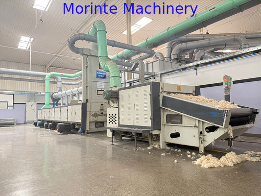 Hard textile fabric waste recycling machine line